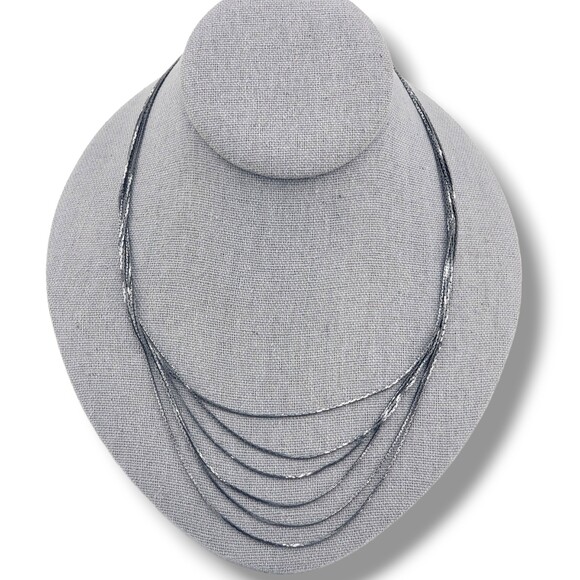 Premier Designs Gunmetal Gray Multi Strand Chain Layered Necklace Adjustable - Picture 1 of 7